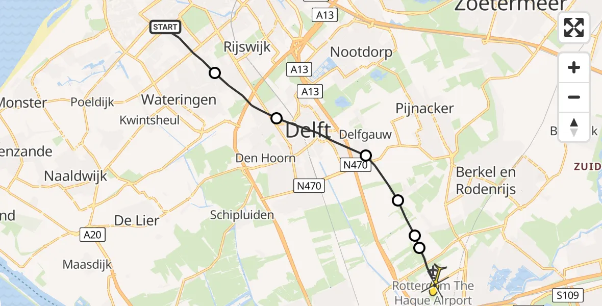 Routekaart van de vlucht: Lifeliner 2 naar Rotterdam The Hague Airport