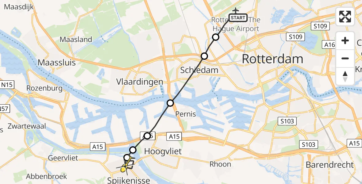 Routekaart van de vlucht: Lifeliner 2 naar Spijkenisse