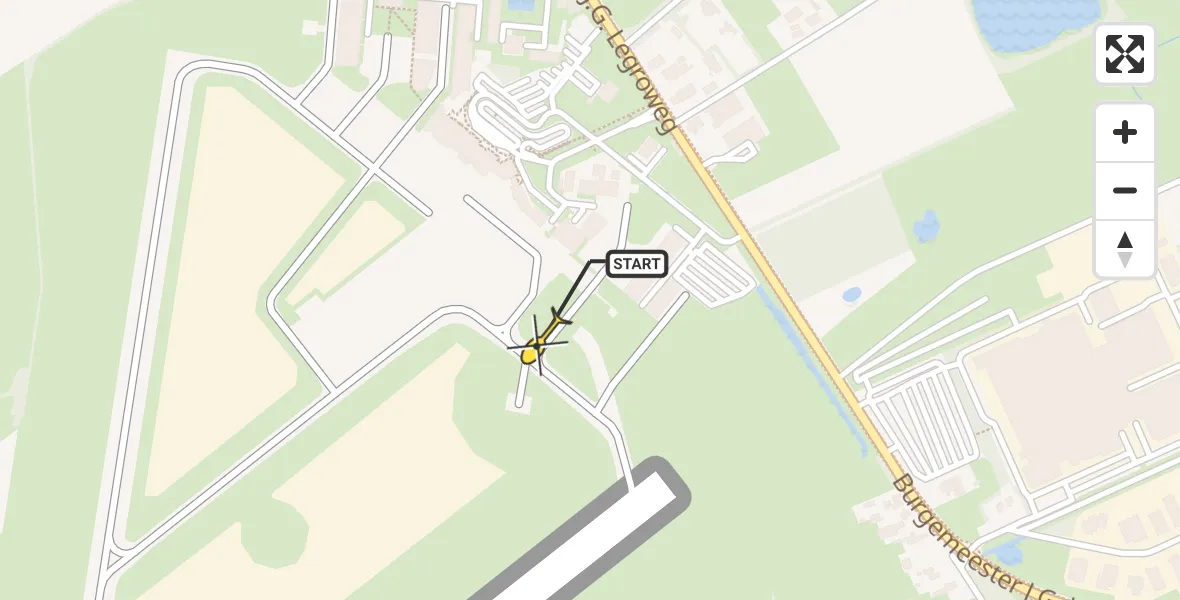 Routekaart van de vlucht: Traumahelikopter naar Groningen Airport Eelde