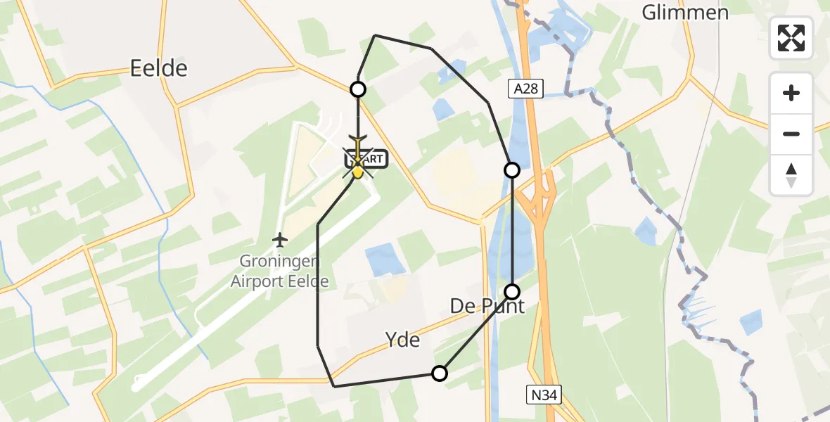 Routekaart van de vlucht: Lifeliner 4 naar Groningen Airport Eelde