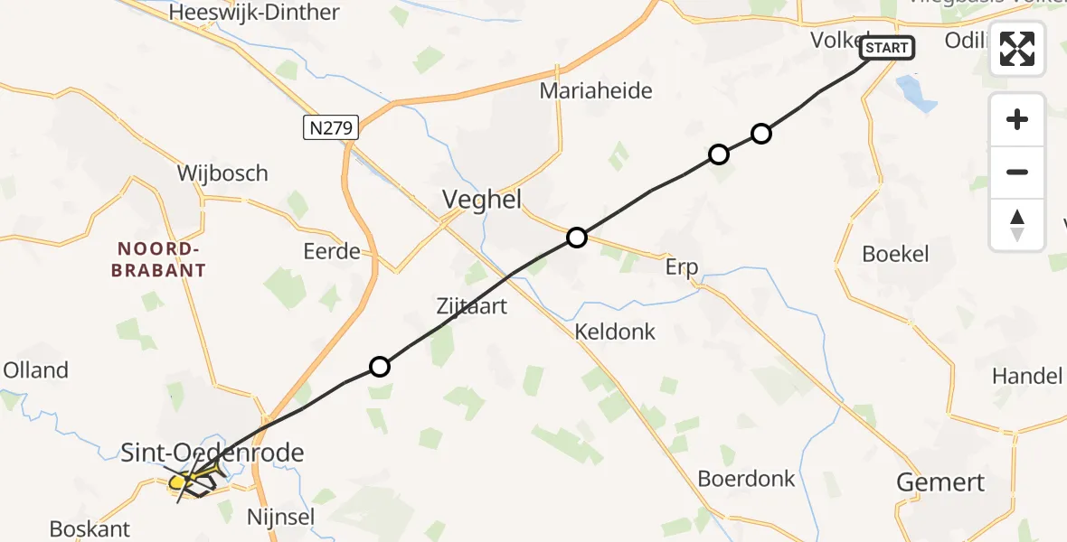 Routekaart van de vlucht: Lifeliner 3 naar Sint-Oedenrode