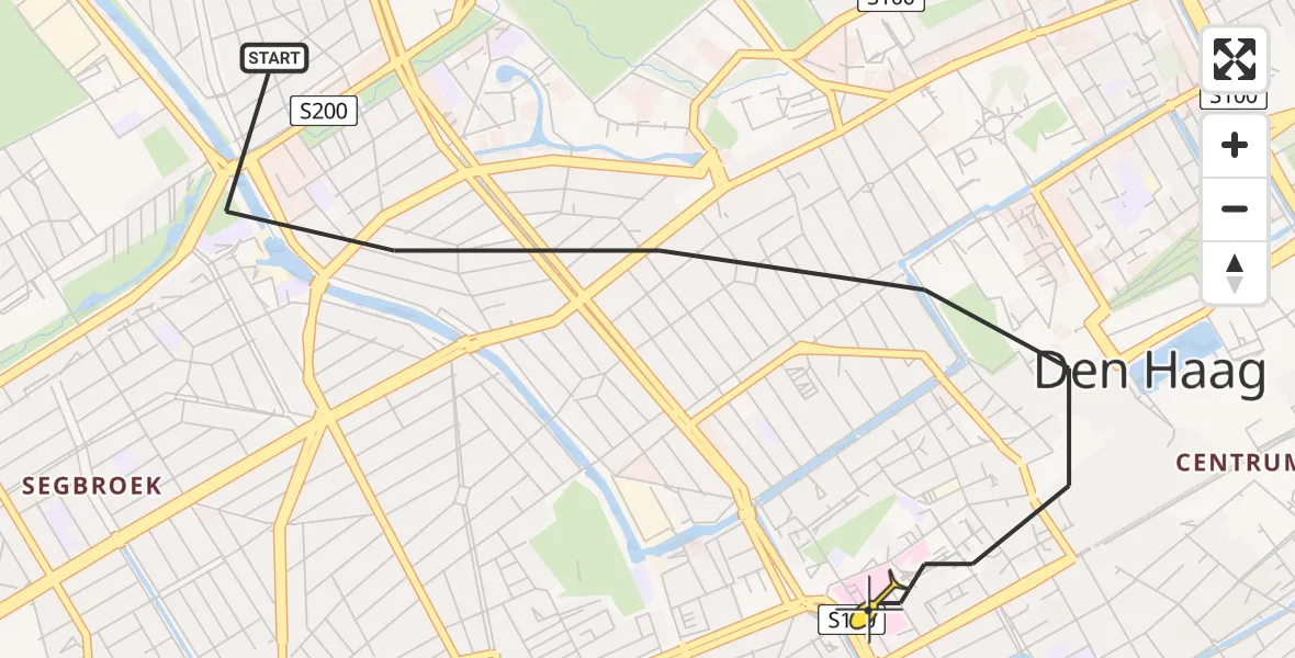 Routekaart van de vlucht: Lifeliner 2 naar Den Haag