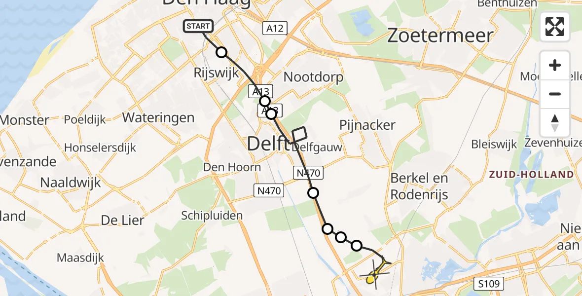 Routekaart van de vlucht: Lifeliner 2 naar Rotterdam The Hague Airport