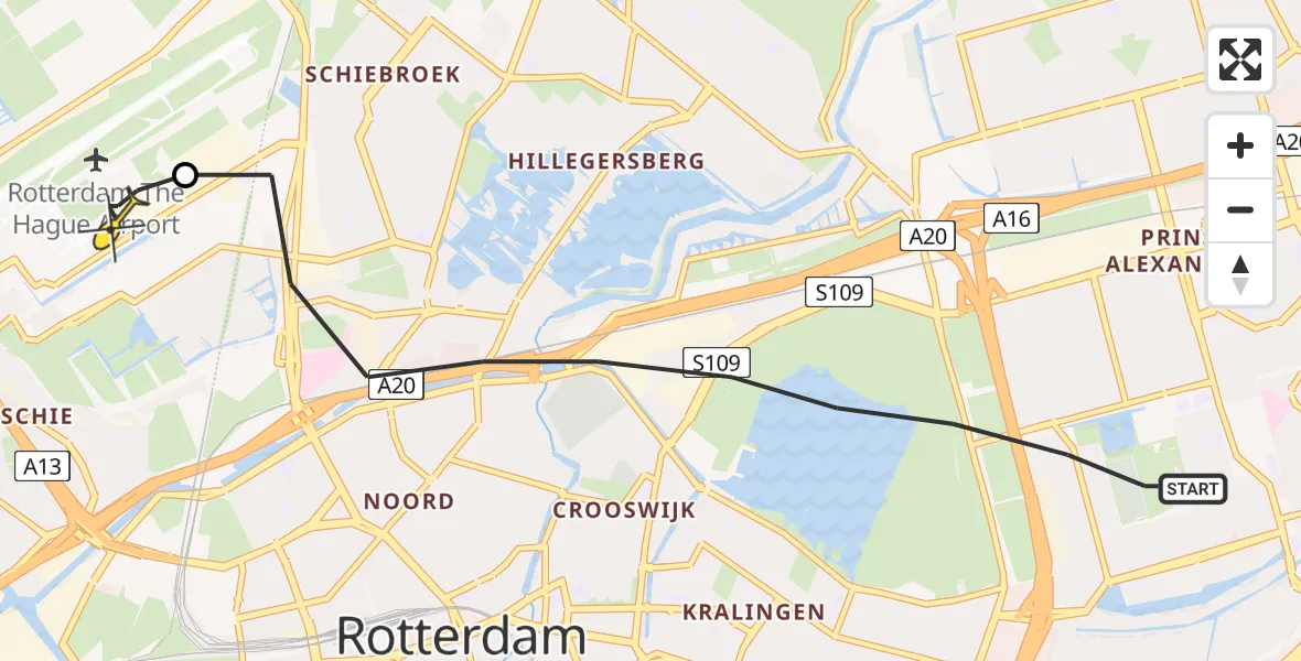 Routekaart van de vlucht: Lifeliner 2 naar Rotterdam The Hague Airport