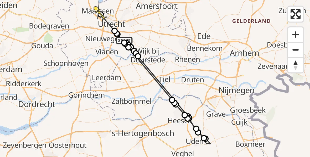 Routekaart van de vlucht: Politiehelikopter naar Maarssen