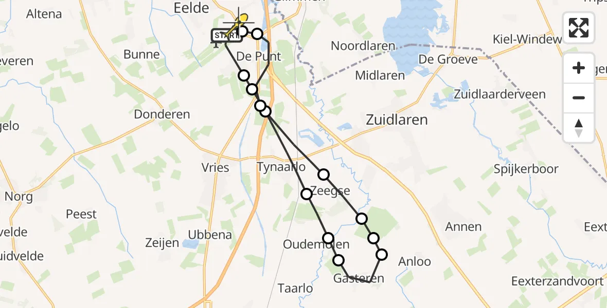 Routekaart van de vlucht: Lifeliner 4 naar Groningen Airport Eelde