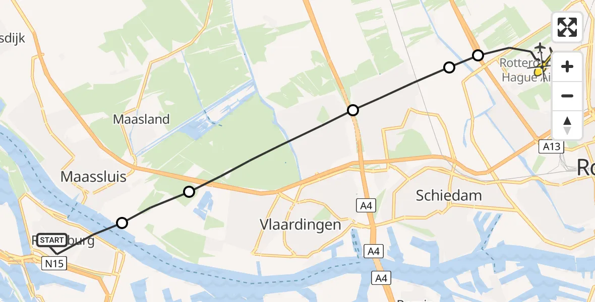 Routekaart van de vlucht: Lifeliner 2 naar Rotterdam The Hague Airport