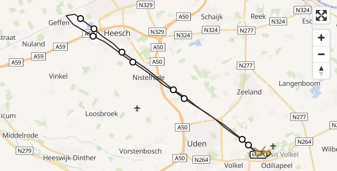 Vluchtroute Traumahelikopter Vliegbasis Volkel - Vliegbasis Volkel, 29 maart 2023, 20:35