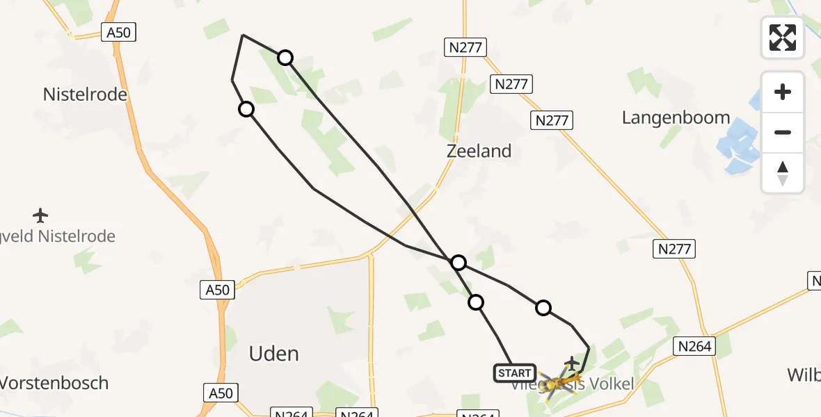 Vluchtroute Traumahelikopter Vliegbasis Volkel - Vliegbasis Volkel, 30 maart 2023, 10:26