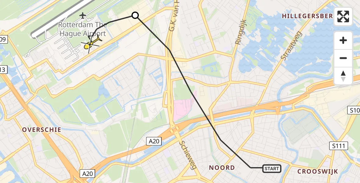 Routekaart van de vlucht: Lifeliner 2 naar Rotterdam The Hague Airport