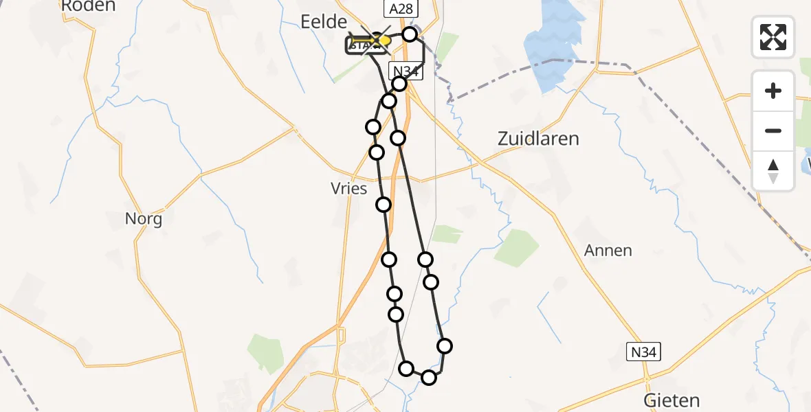Routekaart van de vlucht: Lifeliner 4 naar Groningen Airport Eelde