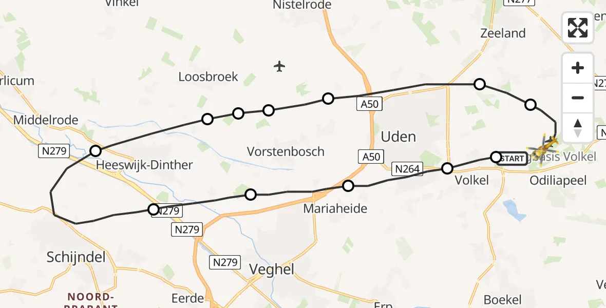Vluchtroute Traumahelikopter Vliegbasis Volkel - Vliegbasis Volkel, 30 maart 2023, 12:53