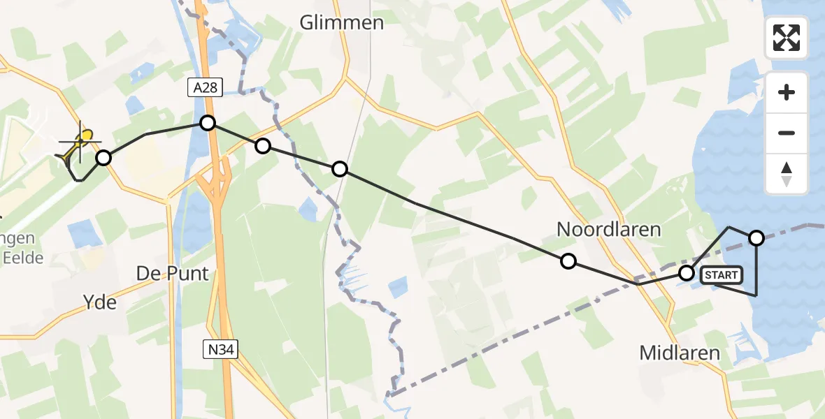 Routekaart van de vlucht: Lifeliner 4 naar Groningen Airport Eelde