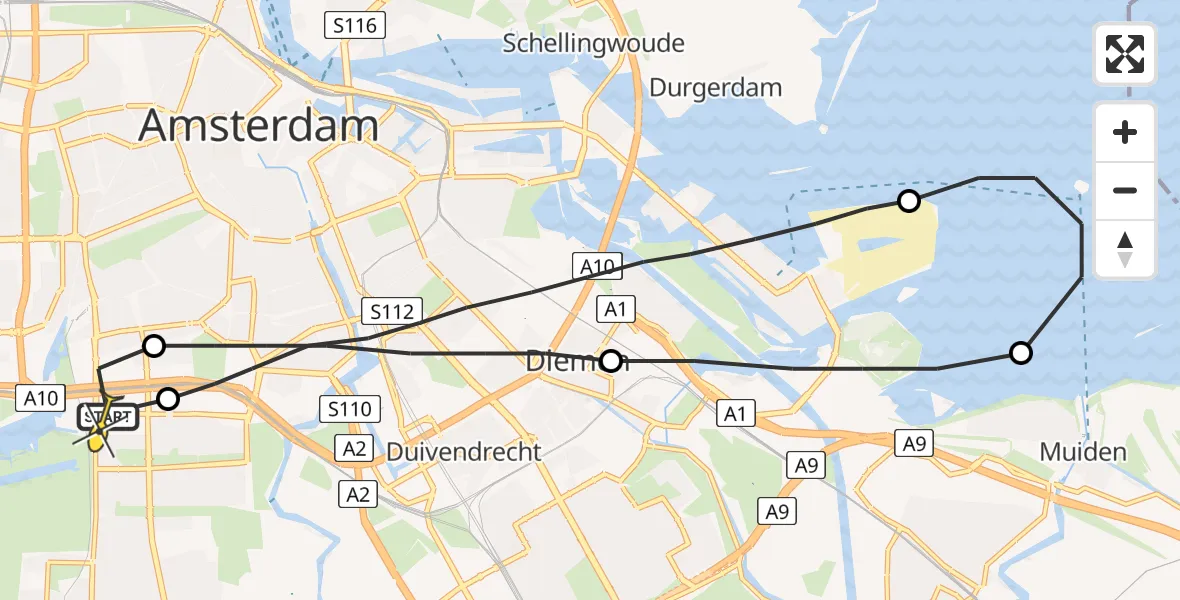 Routekaart van de vlucht: Lifeliner 1 naar VU Medisch Centrum Amsterdam