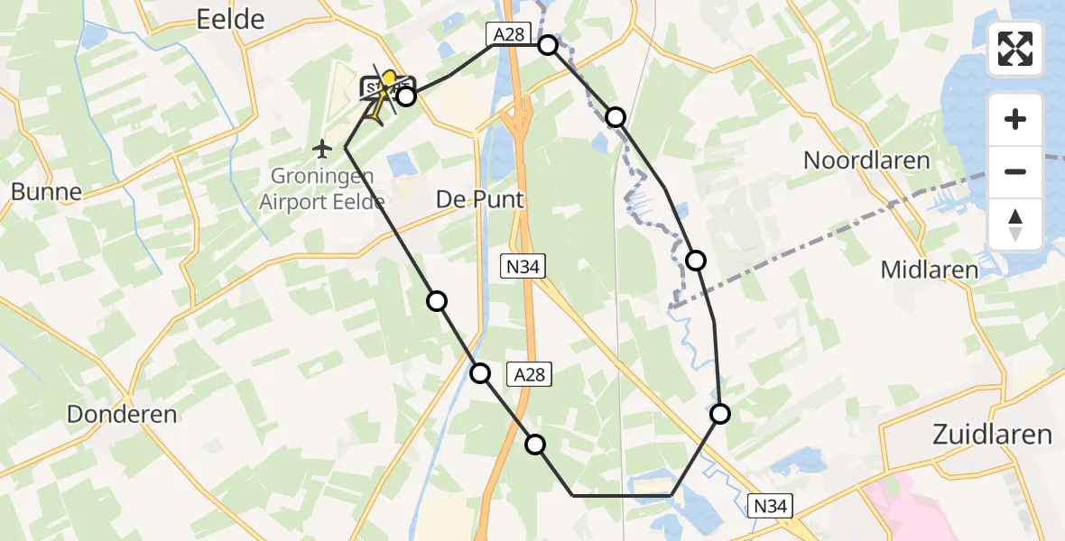Routekaart van de vlucht: Lifeliner 4 naar Groningen Airport Eelde