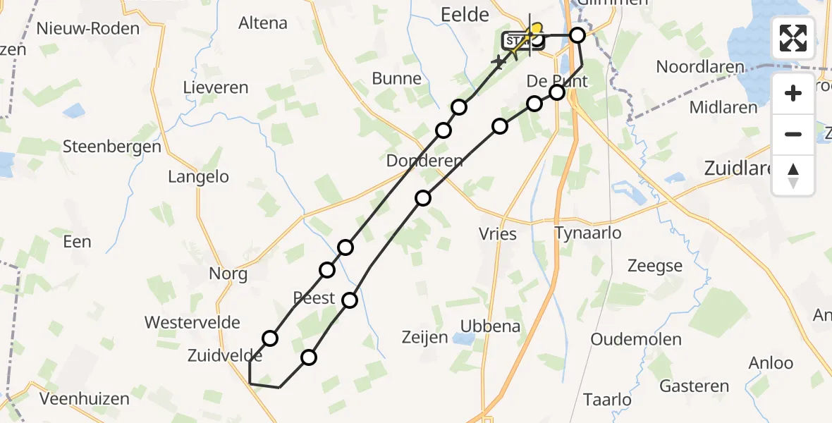 Routekaart van de vlucht: Lifeliner 4 naar Groningen Airport Eelde