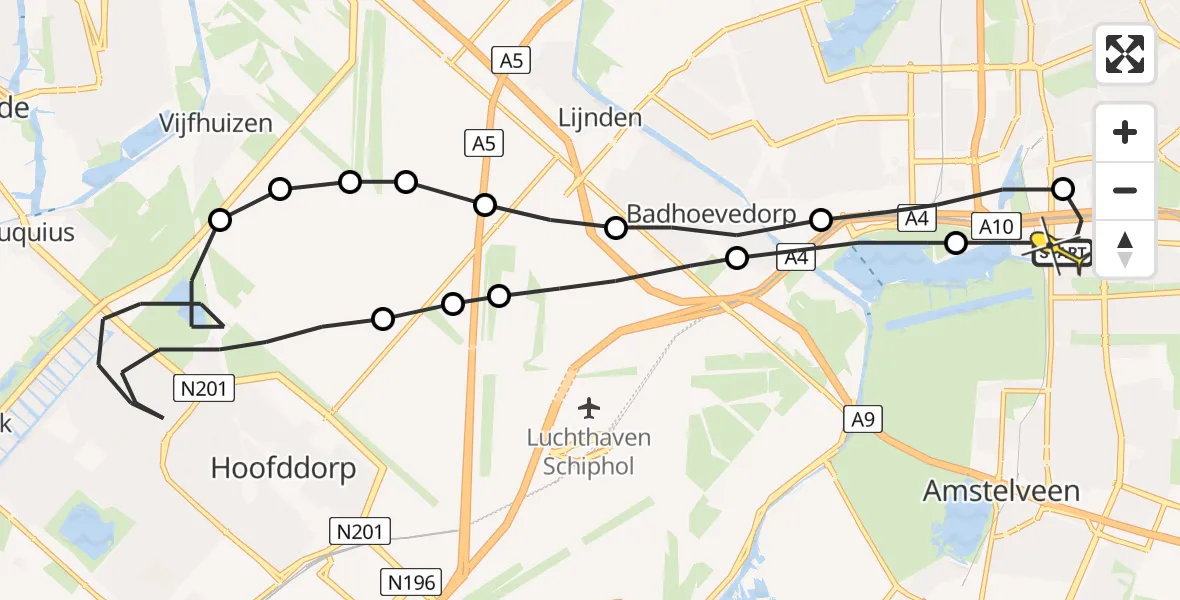 Routekaart van de vlucht: Lifeliner 1 naar VU Medisch Centrum Amsterdam
