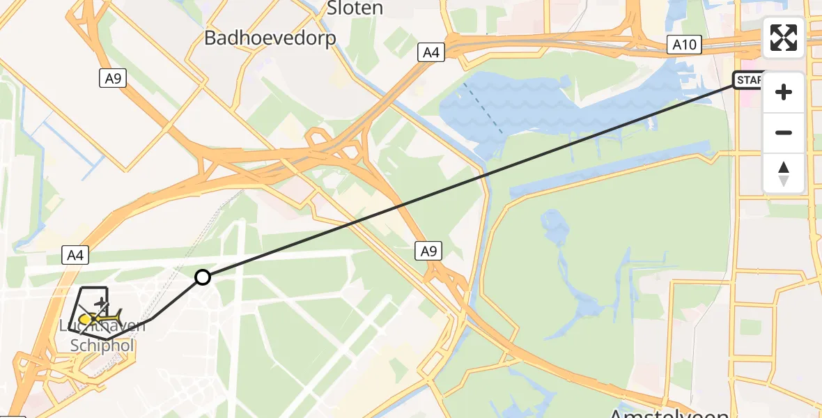 Routekaart van de vlucht: Lifeliner 1 naar Luchthaven Schiphol