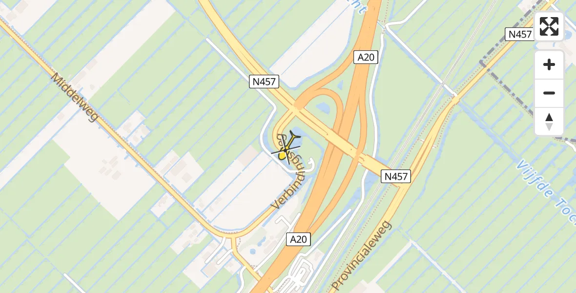 Routekaart van de vlucht: Lifeliner 2 onderweg vanuit Moordrecht