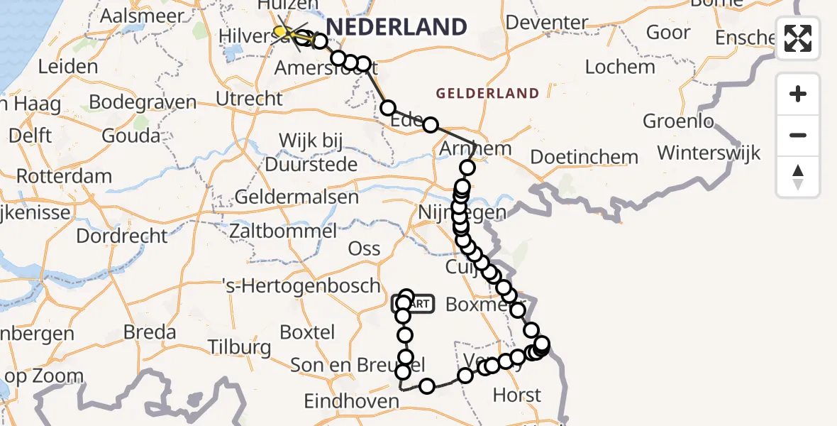 Routekaart van de vlucht: Politieheli naar Eemnes