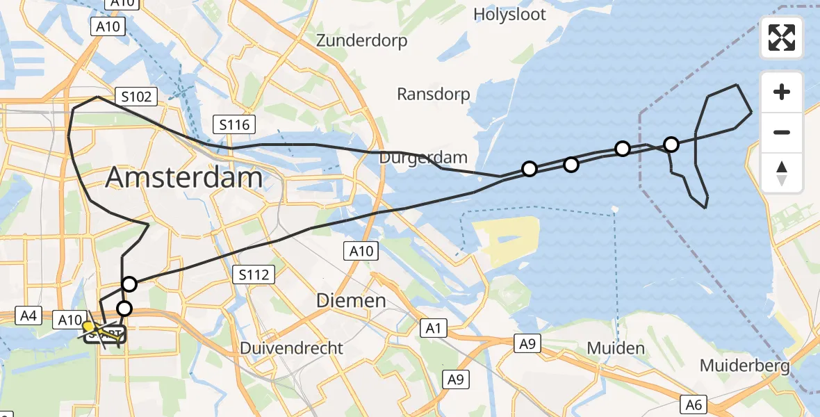 Routekaart van de vlucht: Lifeliner 1 naar VU Medisch Centrum Amsterdam