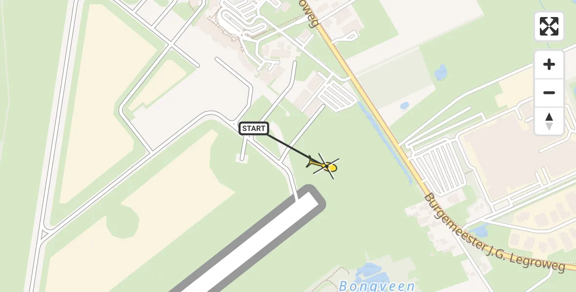 Routekaart van de vlucht: Traumahelikopter naar Groningen Airport Eelde
