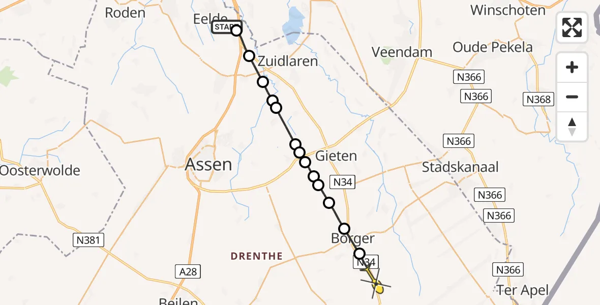 Routekaart van de vlucht: Lifeliner 4 naar Ees