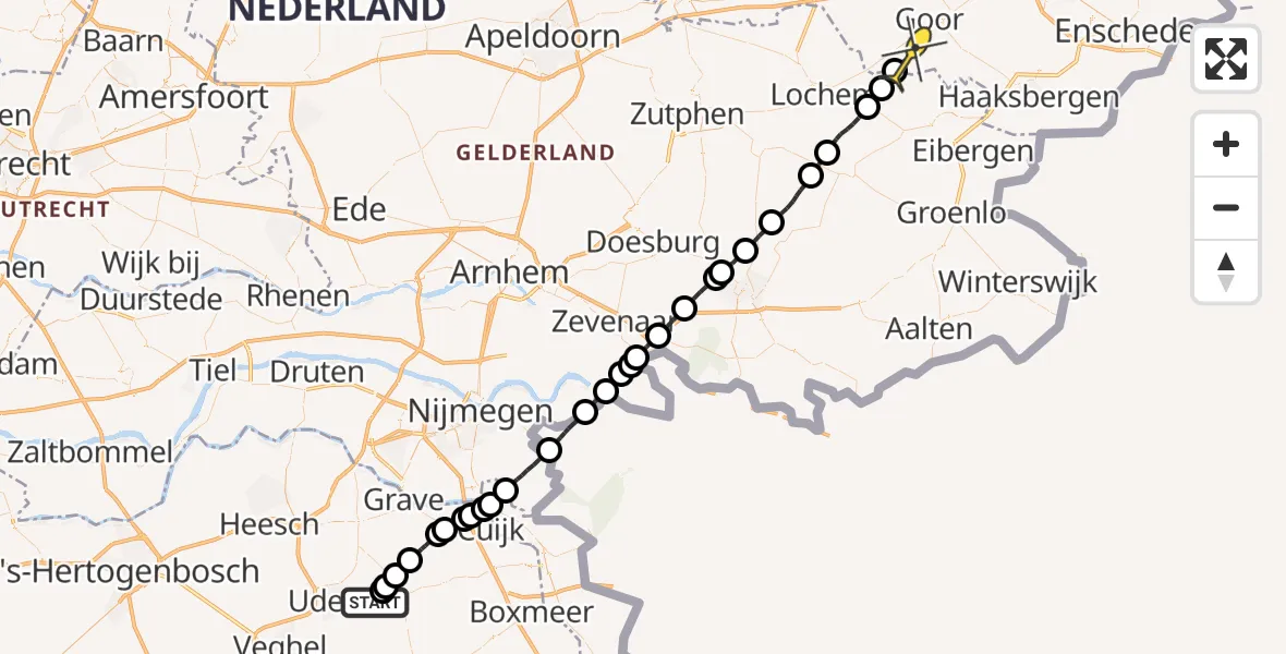 Routekaart van de vlucht: Lifeliner 3 naar Diepenheim