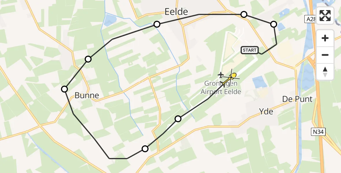 Routekaart van de vlucht: Lifeliner 4 naar Groningen Airport Eelde