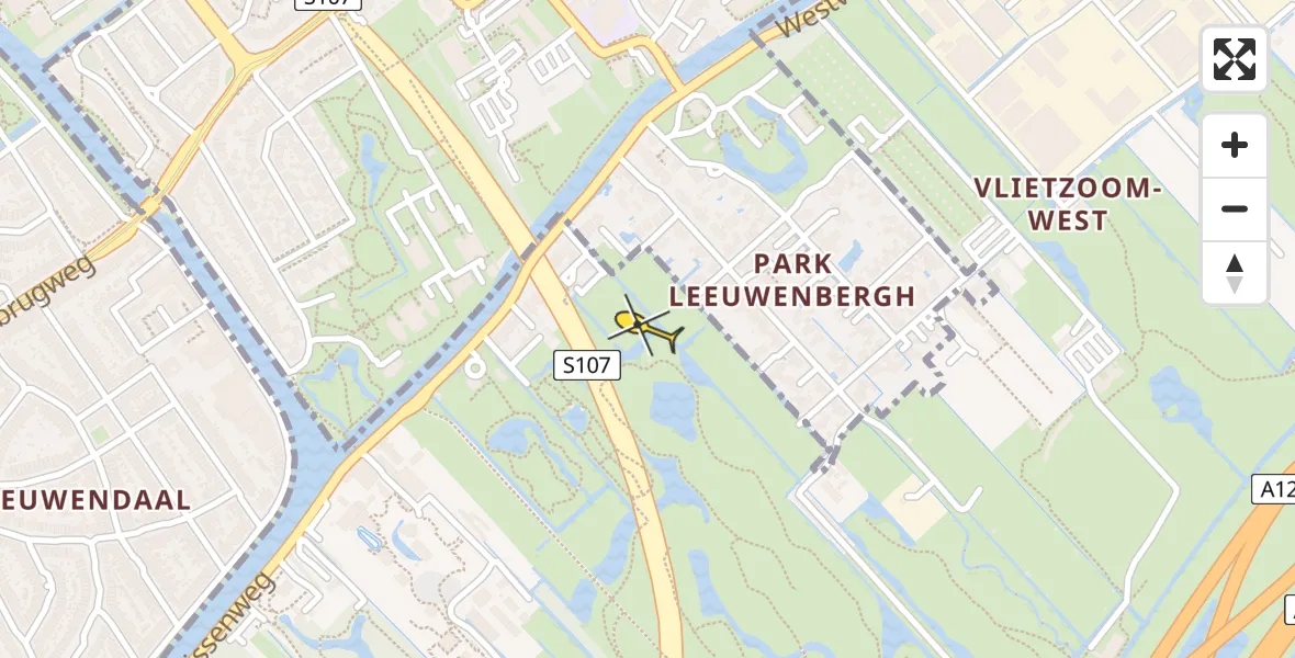 Routekaart van de vlucht: Lifeliner 2 onderweg vanuit Den Haag