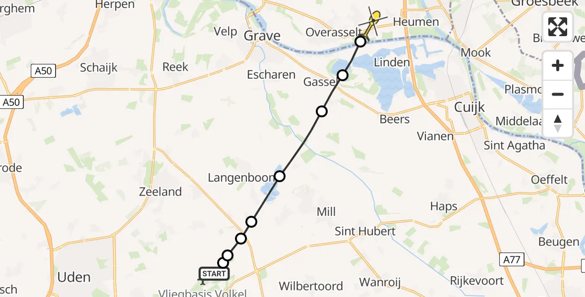 Routekaart van de vlucht: Lifeliner 3 naar Overasselt