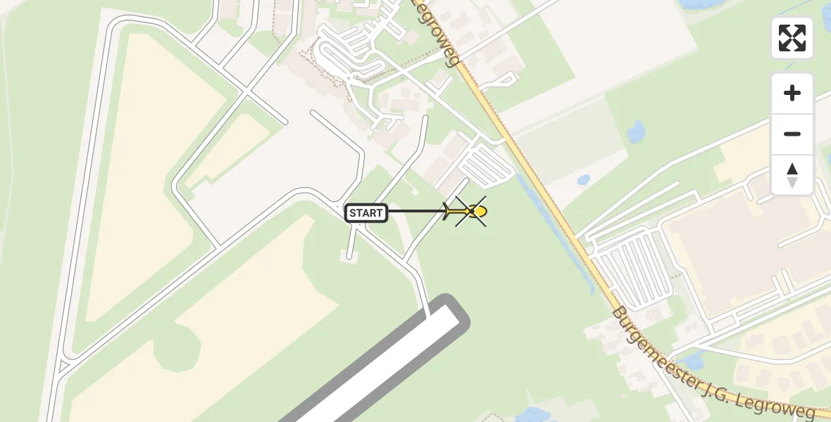 Routekaart van de vlucht: Traumahelikopter naar Groningen Airport Eelde