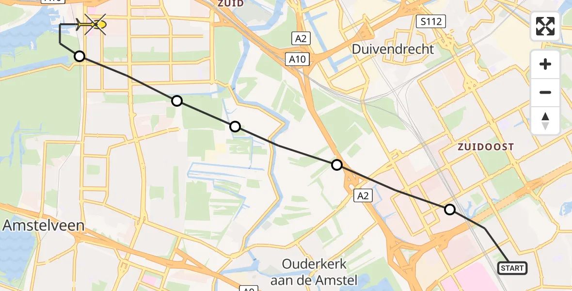 Routekaart van de vlucht: Lifeliner 1 naar VU Medisch Centrum Amsterdam