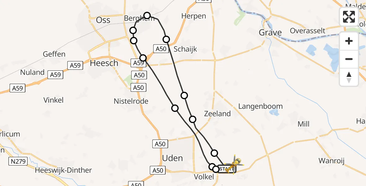 Vluchtroute Traumahelikopter Vliegbasis Volkel - Vliegbasis Volkel, 03 april 2023, 02:24