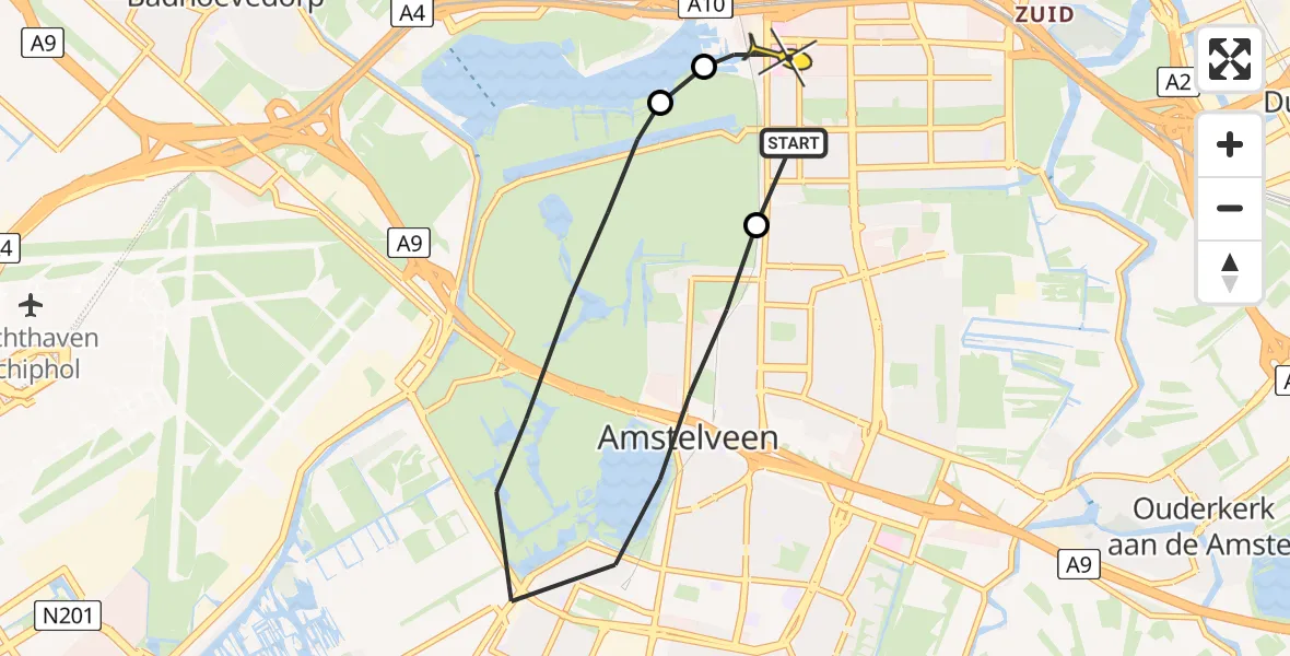 Routekaart van de vlucht: Lifeliner 1 naar VU Medisch Centrum Amsterdam