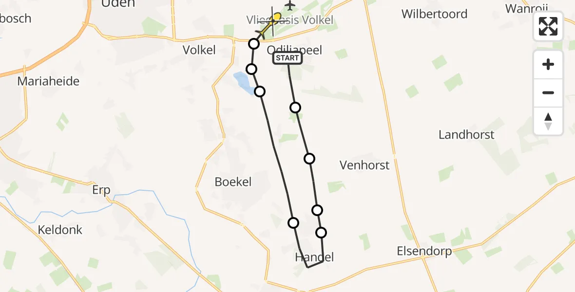 Routekaart van de vlucht: Lifeliner 3 naar Vliegbasis Volkel