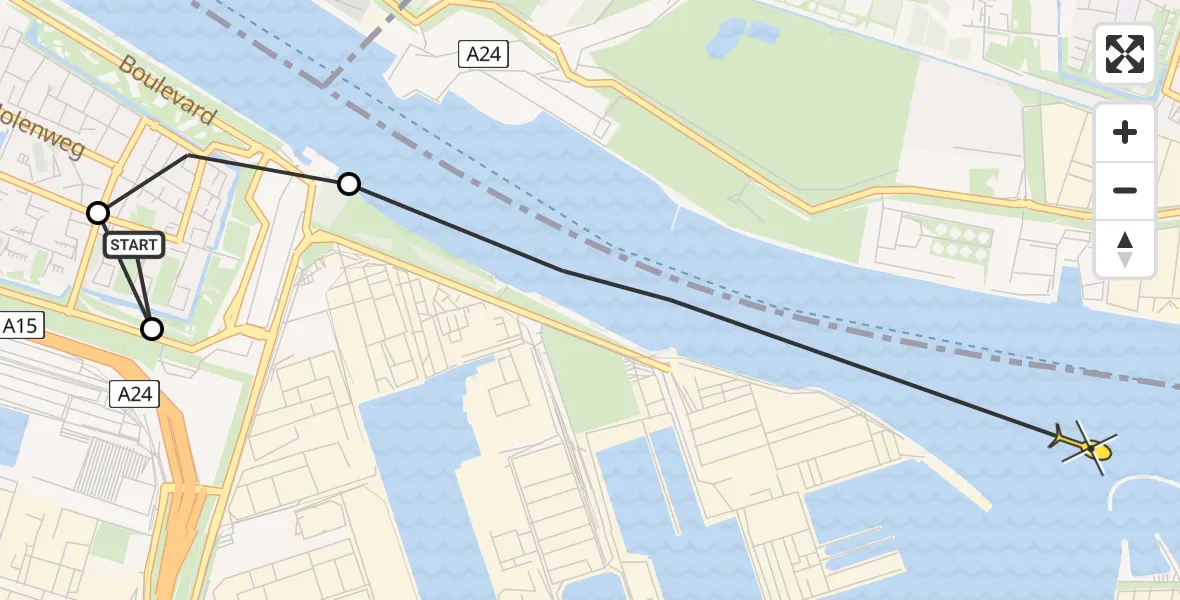 Routekaart van de vlucht: Politiehelikopter naar Botlek