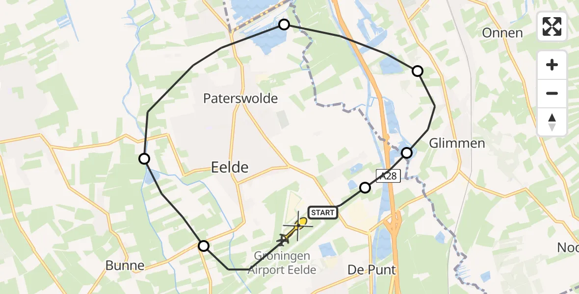 Routekaart van de vlucht: Lifeliner 4 naar Groningen Airport Eelde