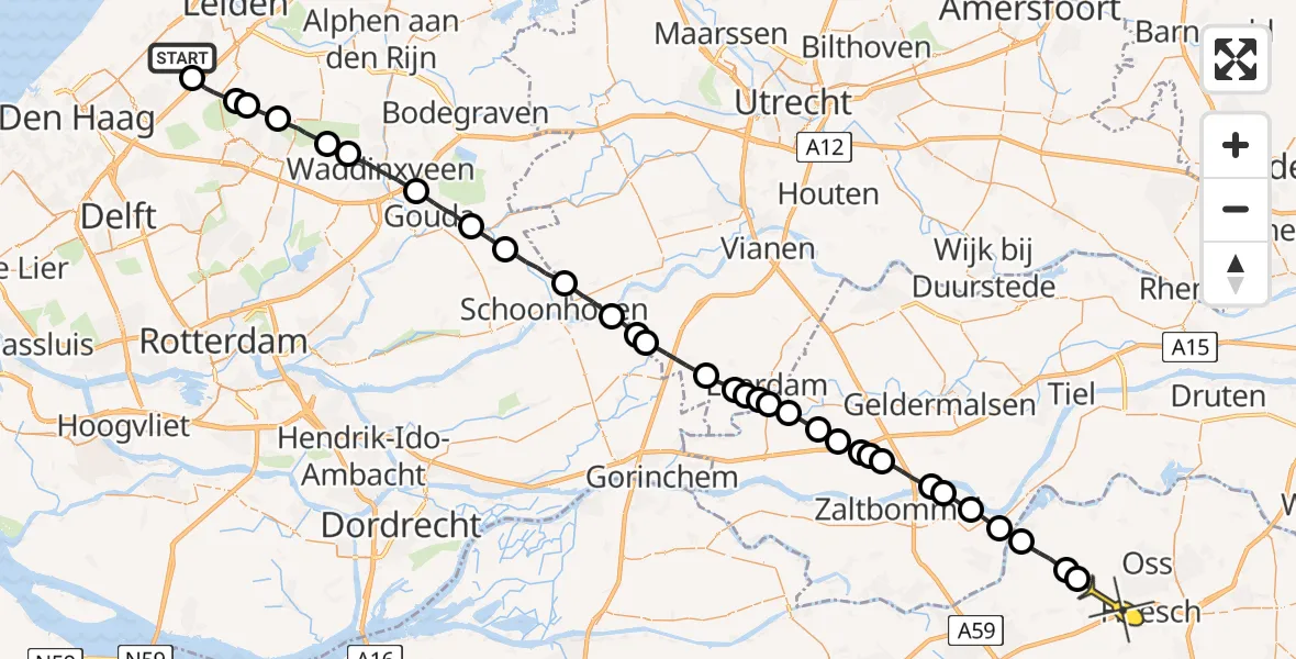Routekaart van de vlucht: Lifeliner 3 naar Geffen