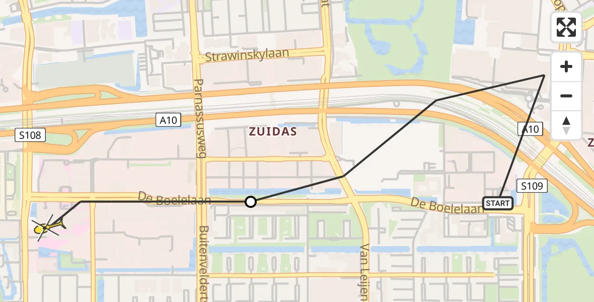 Routekaart van de vlucht: Lifeliner 1 naar VU Medisch Centrum Amsterdam