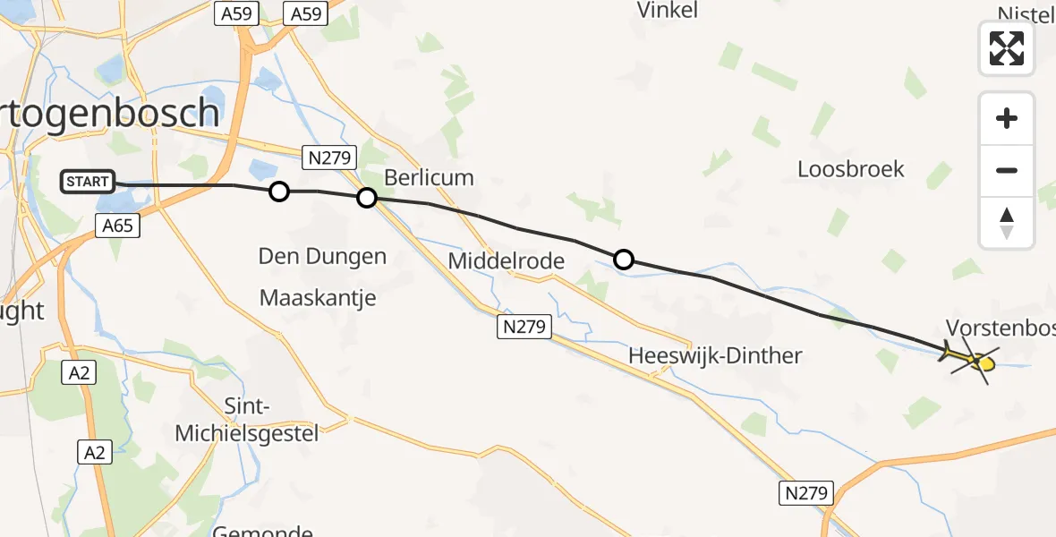 Routekaart van de vlucht: Lifeliner 3 naar Heeswijk-Dinther