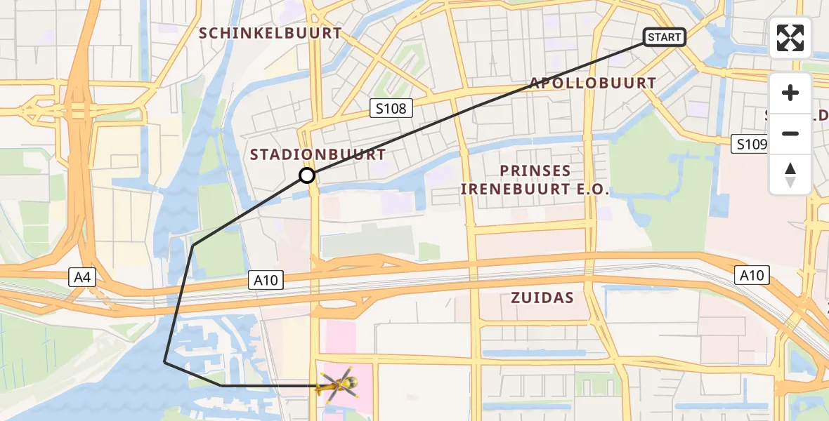 Vluchtroute Traumahelikopter Amsterdam - VU Medisch Centrum Amsterdam, 04 april 2023, 12:27