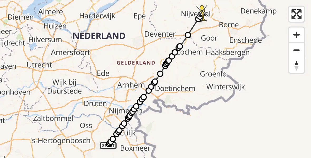 Routekaart van de vlucht: Lifeliner 3 naar Wierden