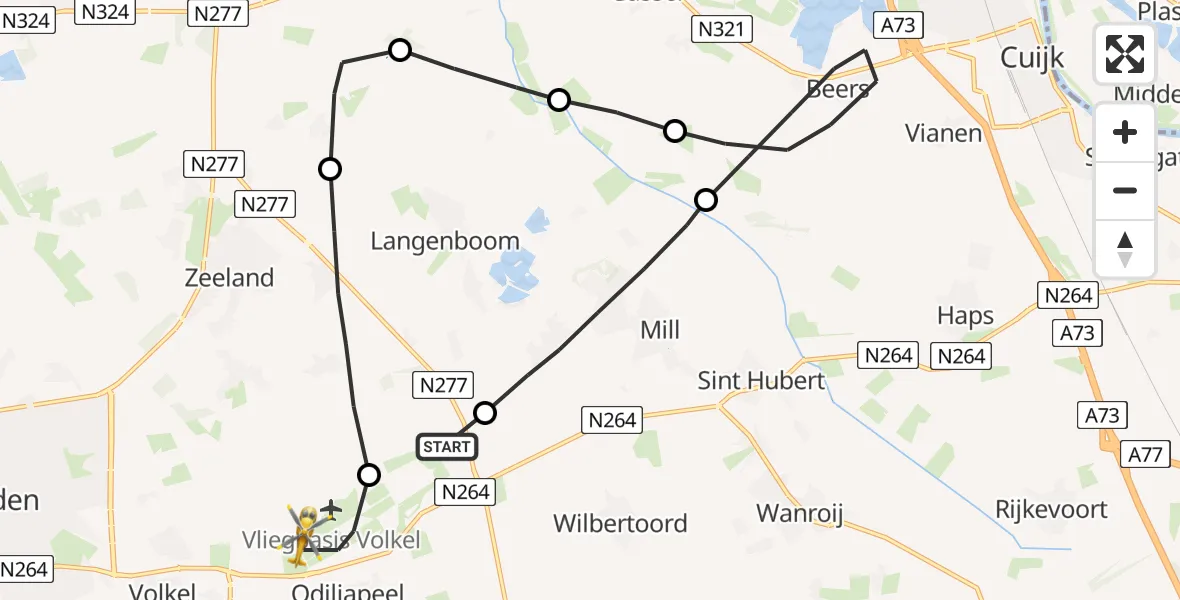 Vluchtroute Traumahelikopter Odiliapeel - Vliegbasis Volkel, 04 april 2023, 16:29