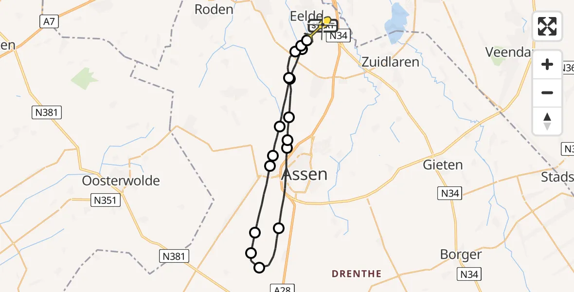 Routekaart van de vlucht: Lifeliner 4 naar Groningen Airport Eelde