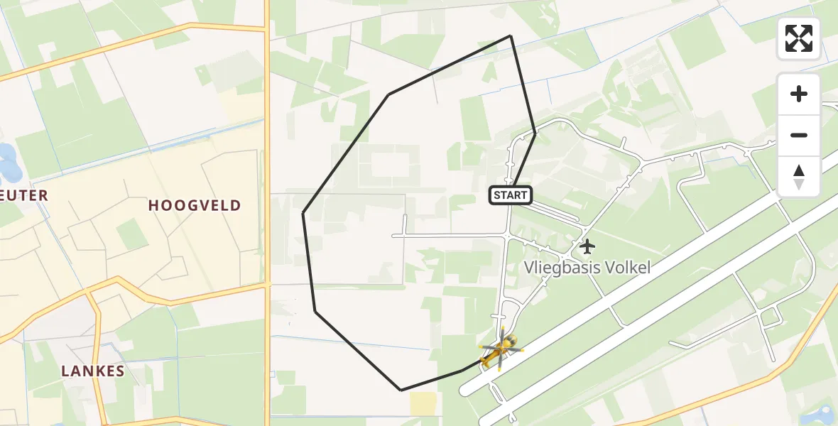 Vluchtroute Traumahelikopter Vliegbasis Volkel - Vliegbasis Volkel, 05 april 2023, 06:17