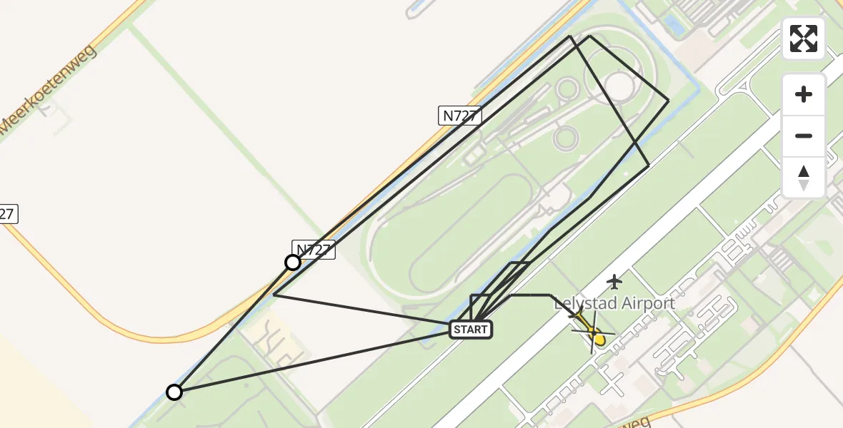 Routekaart van de vlucht: Traumaheli naar Lelystad Airport