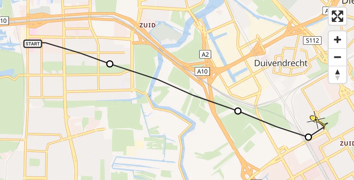 Routekaart van de vlucht: Lifeliner 1 naar Amsterdam