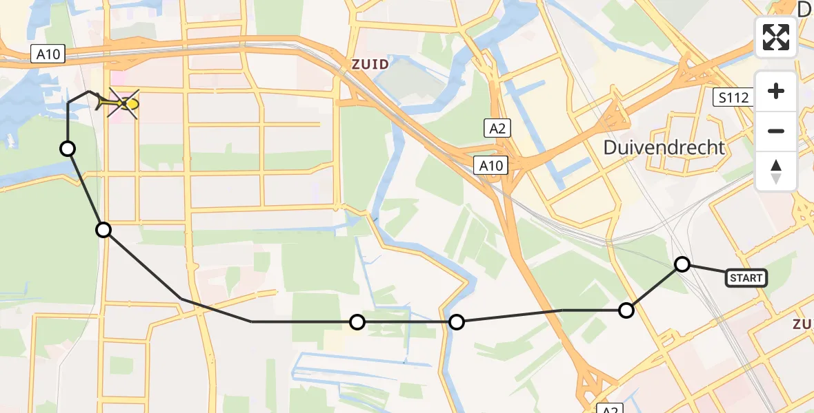 Routekaart van de vlucht: Lifeliner 1 naar VU Medisch Centrum Amsterdam