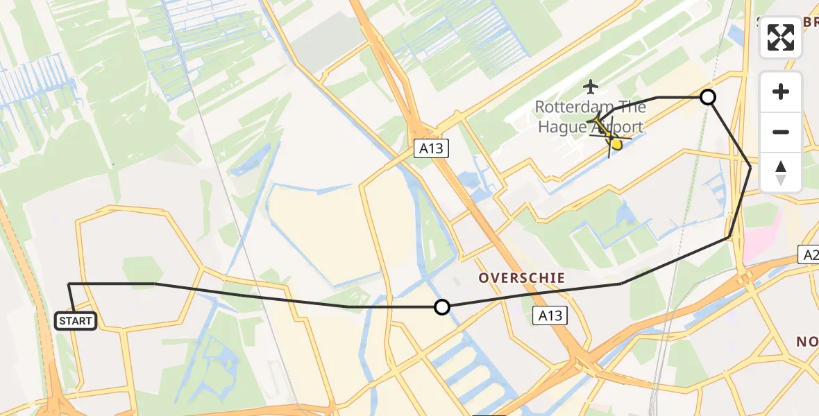 Routekaart van de vlucht: Lifeliner 2 naar Rotterdam The Hague Airport